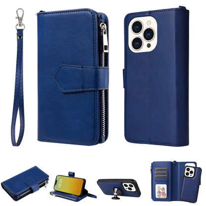 KT Multi-functional Series-4 for iPhone 15 Pro Case Slim-Fit Zipper Leather Wallet Stand Phone Cover