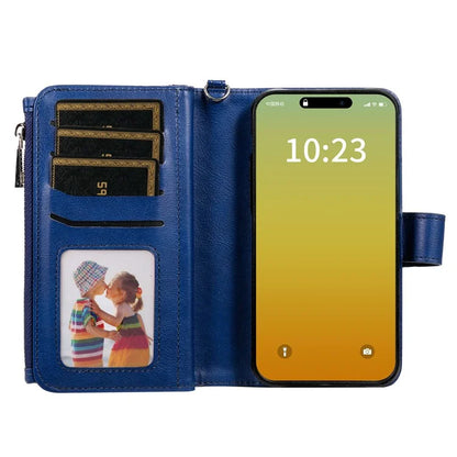 KT Multi-functional Series-4 for iPhone 15 Pro Case Slim-Fit Zipper Leather Wallet Stand Phone Cover