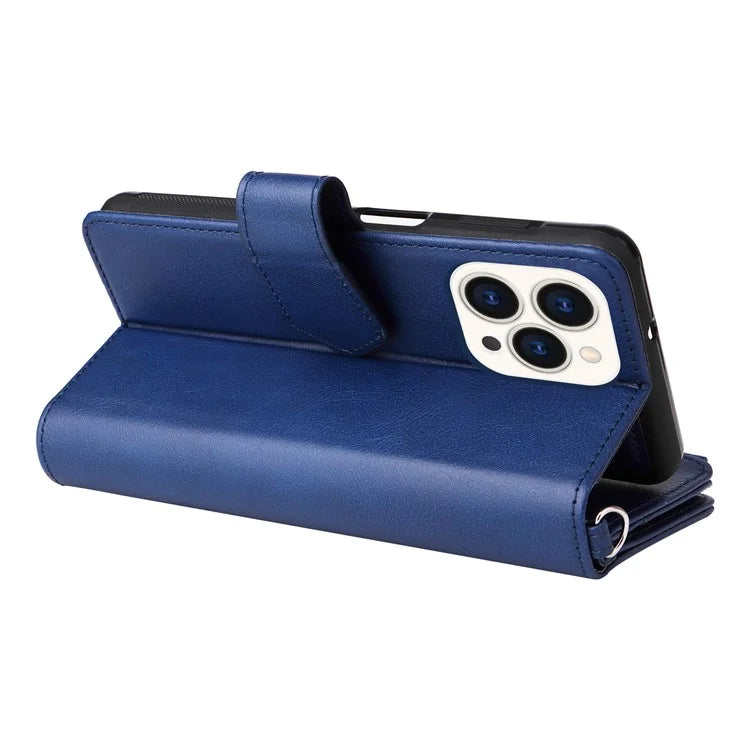 KT Multi-functional Series-4 for iPhone 15 Pro Case Slim-Fit Zipper Leather Wallet Stand Phone Cover