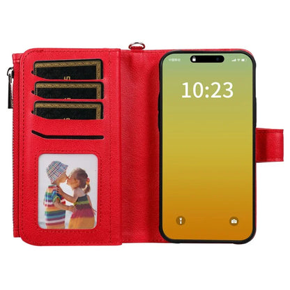 KT Multi-functional Series-4 for iPhone 15 Pro Case Slim-Fit Zipper Leather Wallet Stand Phone Cover