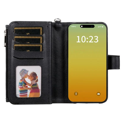 KT Multi-functional Series-4 for iPhone 15 Pro Case Slim-Fit Zipper Leather Wallet Stand Phone Cover