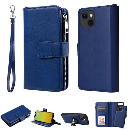 KT Multi-functional Series-4 Leather Phone Cover for iPhone 15 Case Wallet Stand Zipper Phone Shell