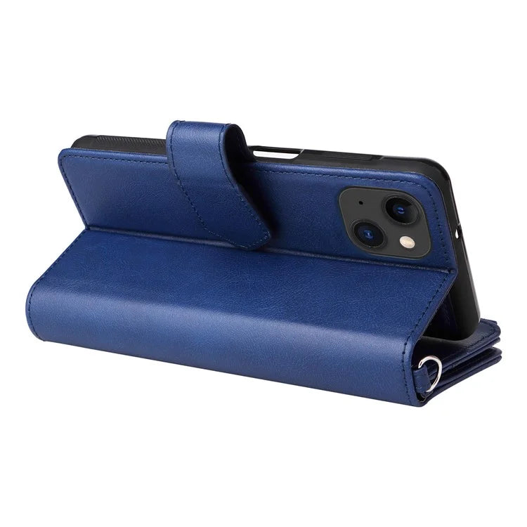 KT Multi-functional Series-4 Leather Phone Cover for iPhone 15 Case Wallet Stand Zipper Phone Shell