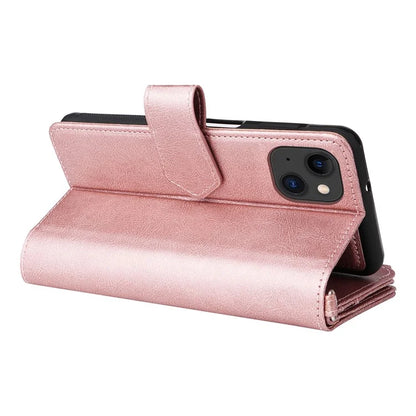 KT Multi-functional Series-4 Leather Phone Cover for iPhone 15 Case Wallet Stand Zipper Phone Shell