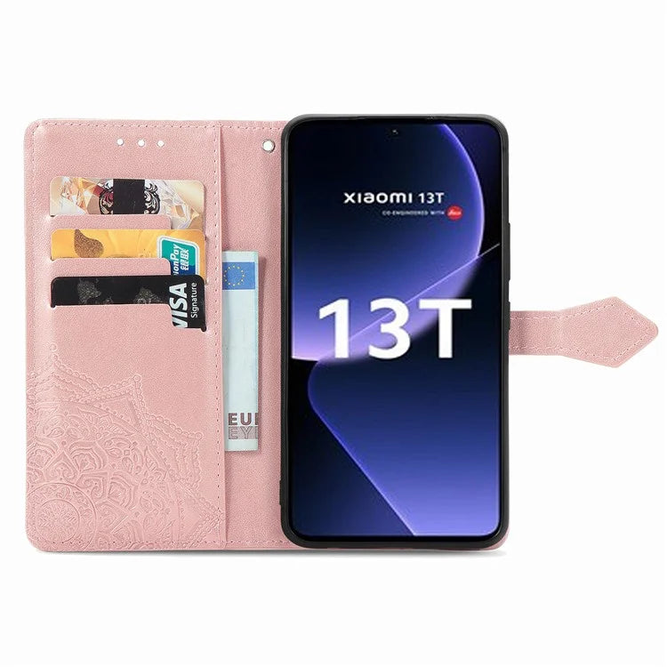 For Xiaomi 13T Pro / 13T / Redmi K60 Ultra Case PU Leather Embossed Phone Cover Anti-Scratch Wallet with Stand