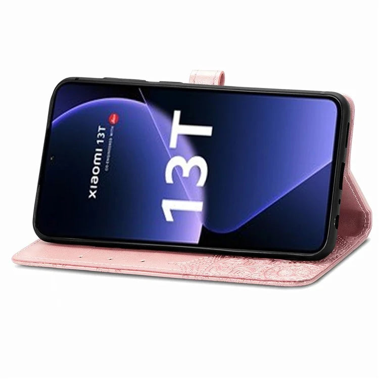 For Xiaomi 13T Pro / 13T / Redmi K60 Ultra Case PU Leather Embossed Phone Cover Anti-Scratch Wallet with Stand