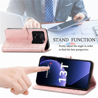 For Xiaomi 13T Pro / 13T / Redmi K60 Ultra Case PU Leather Embossed Phone Cover Anti-Scratch Wallet with Stand