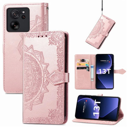 For Xiaomi 13T Pro / 13T / Redmi K60 Ultra Case PU Leather Embossed Phone Cover Anti-Scratch Wallet with Stand