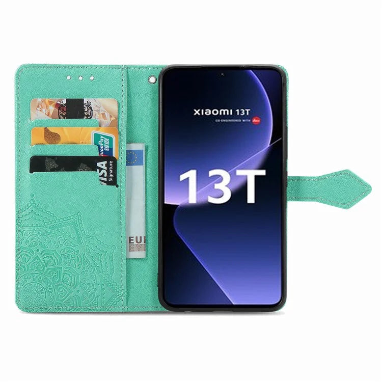 For Xiaomi 13T Pro / 13T / Redmi K60 Ultra Case PU Leather Embossed Phone Cover Anti-Scratch Wallet with Stand