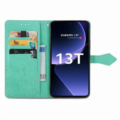 For Xiaomi 13T Pro / 13T / Redmi K60 Ultra Case PU Leather Embossed Phone Cover Anti-Scratch Wallet with Stand