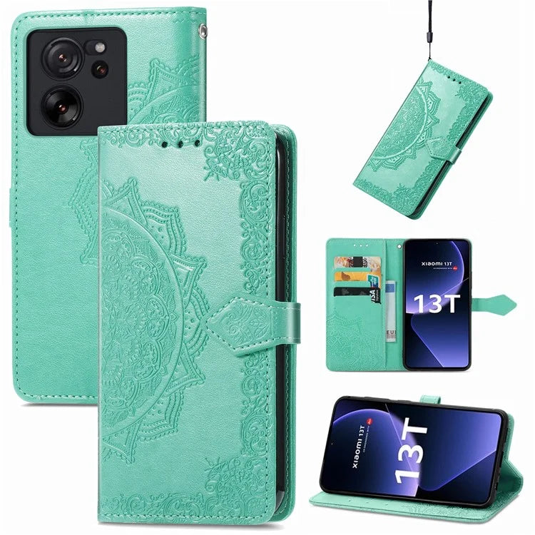 For Xiaomi 13T Pro / 13T / Redmi K60 Ultra Case PU Leather Embossed Phone Cover Anti-Scratch Wallet with Stand