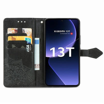 For Xiaomi 13T Pro / 13T / Redmi K60 Ultra Case PU Leather Embossed Phone Cover Anti-Scratch Wallet with Stand