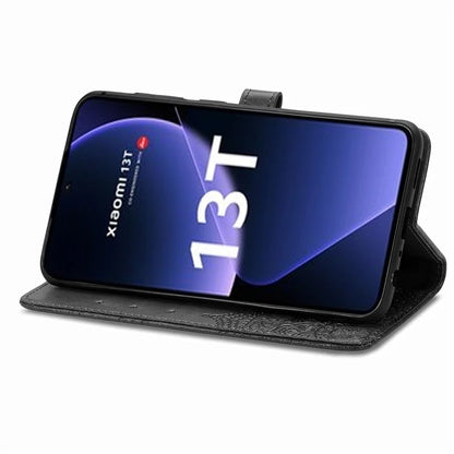 For Xiaomi 13T Pro / 13T / Redmi K60 Ultra Case PU Leather Embossed Phone Cover Anti-Scratch Wallet with Stand