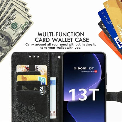 For Xiaomi 13T Pro / 13T / Redmi K60 Ultra Case PU Leather Embossed Phone Cover Anti-Scratch Wallet with Stand