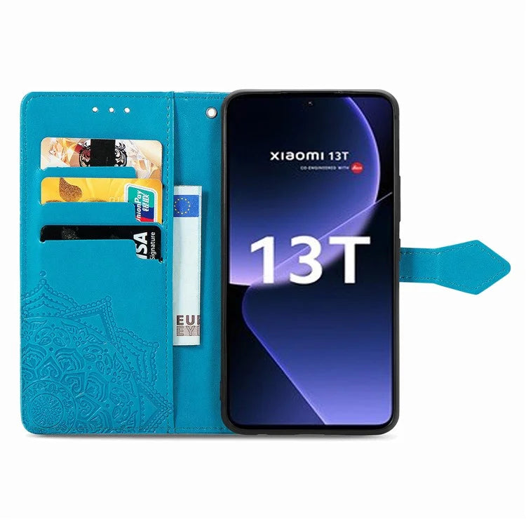 For Xiaomi 13T Pro / 13T / Redmi K60 Ultra Case PU Leather Embossed Phone Cover Anti-Scratch Wallet with Stand