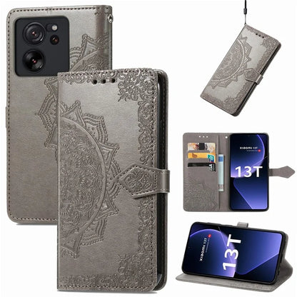 For Xiaomi 13T Pro / 13T / Redmi K60 Ultra Case PU Leather Embossed Phone Cover Anti-Scratch Wallet with Stand