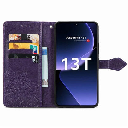For Xiaomi 13T Pro / 13T / Redmi K60 Ultra Case PU Leather Embossed Phone Cover Anti-Scratch Wallet with Stand