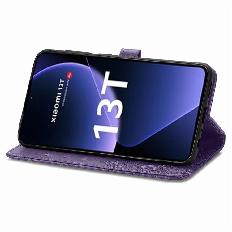 For Xiaomi 13T Pro / 13T / Redmi K60 Ultra Case PU Leather Embossed Phone Cover Anti-Scratch Wallet with Stand