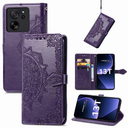 For Xiaomi 13T Pro / 13T / Redmi K60 Ultra Case PU Leather Embossed Phone Cover Anti-Scratch Wallet with Stand
