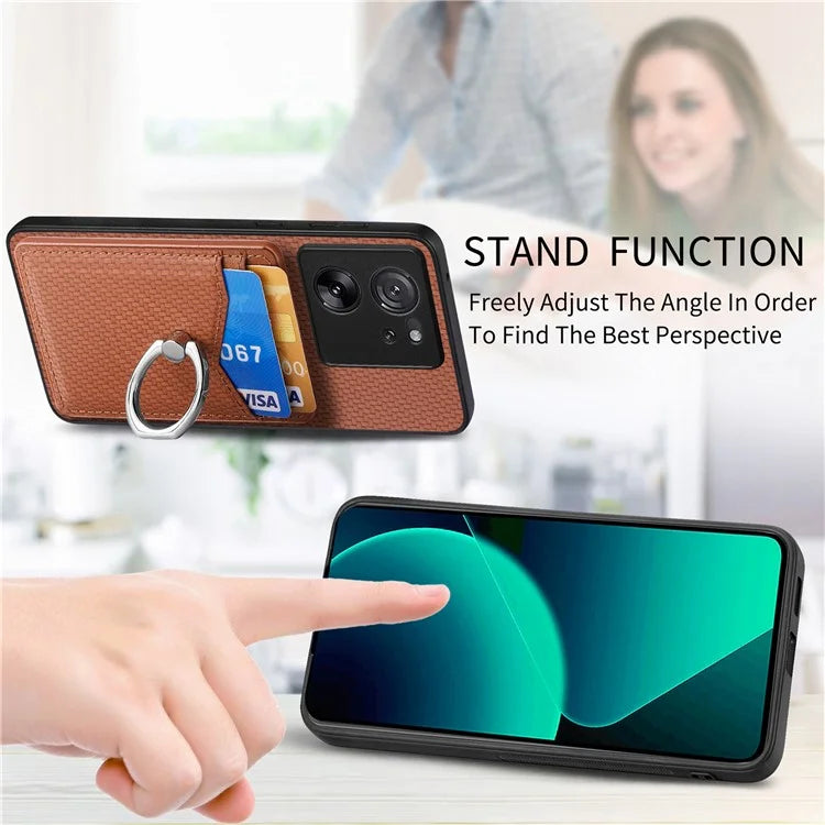 C1-8 For Xiaomi 13T / 13T Pro / Redmi K60 Ultra Case PU+TPU+PC Kickstand Phone Cover with Card Holder