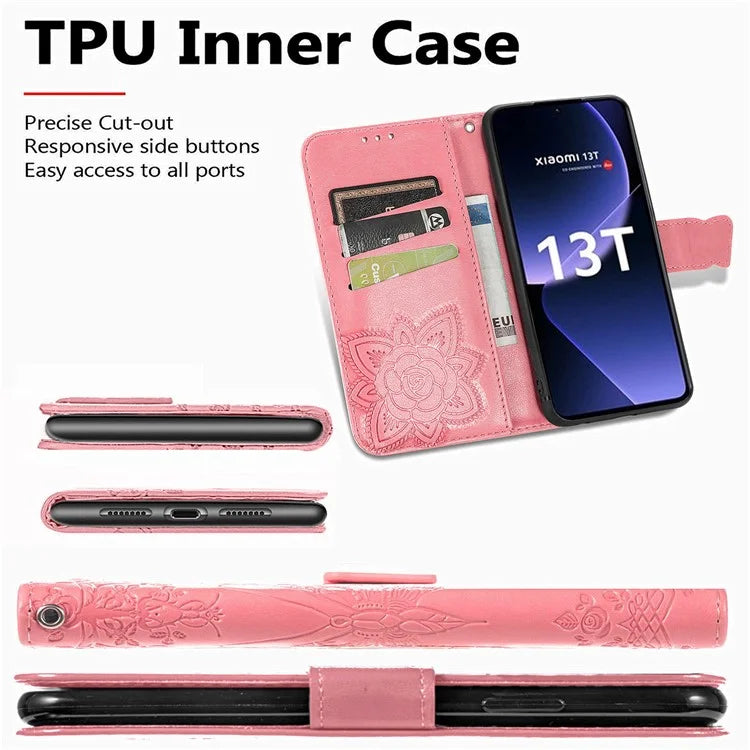 For Xiaomi 13T Pro / 13T / Redmi K60 Ultra Case Butterfly Imprinted Wallet Rhinestone Stand Leather Cover