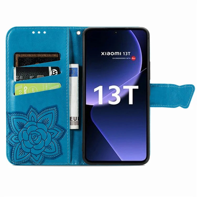 For Xiaomi 13T Pro / 13T / Redmi K60 Ultra Case Butterfly Imprinted Wallet Rhinestone Stand Leather Cover