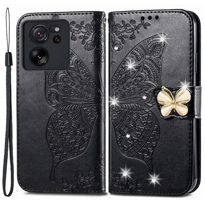 For Xiaomi 13T Pro / 13T / Redmi K60 Ultra Case Butterfly Imprinted Wallet Rhinestone Stand Leather Cover