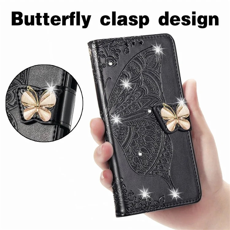 For Xiaomi 13T Pro / 13T / Redmi K60 Ultra Case Butterfly Imprinted Wallet Rhinestone Stand Leather Cover