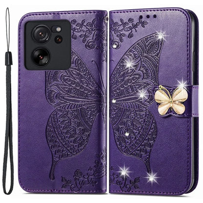 For Xiaomi 13T Pro / 13T / Redmi K60 Ultra Case Butterfly Imprinted Wallet Rhinestone Stand Leather Cover