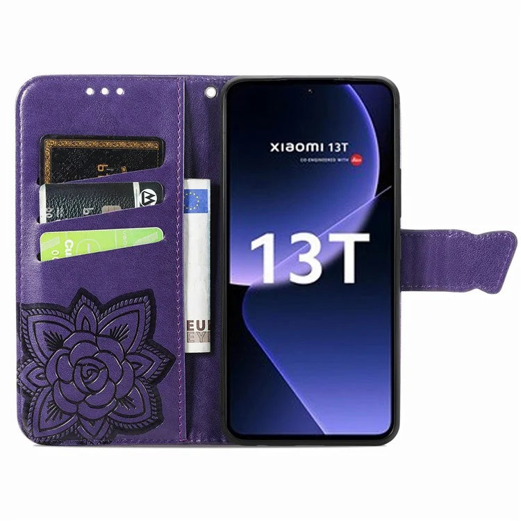 For Xiaomi 13T Pro / 13T / Redmi K60 Ultra Case Butterfly Imprinted Wallet Rhinestone Stand Leather Cover