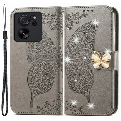 For Xiaomi 13T Pro / 13T / Redmi K60 Ultra Case Butterfly Imprinted Wallet Rhinestone Stand Leather Cover