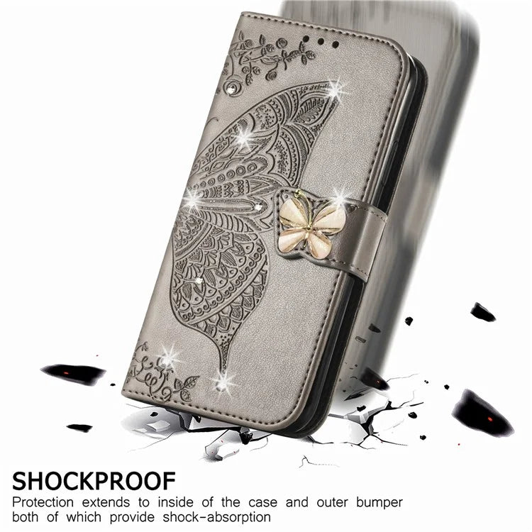 For Xiaomi 13T Pro / 13T / Redmi K60 Ultra Case Butterfly Imprinted Wallet Rhinestone Stand Leather Cover