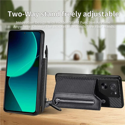 C1-04 For Xiaomi 13T / 13T Pro / Redmi K60 Ultra Wallet Phone Case Kickstand PU+PC+TPU Phone Cover