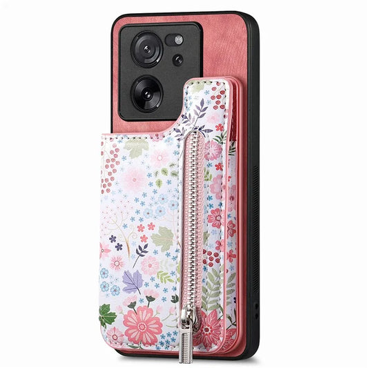 D10 For Xiaomi 13T / 13T Pro / Redmi K60 Ultra Case Kickstand PU+PC+TPU Phone Cover with Zipper Wallet