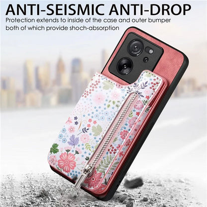 D10 For Xiaomi 13T / 13T Pro / Redmi K60 Ultra Case Kickstand PU+PC+TPU Phone Cover with Zipper Wallet