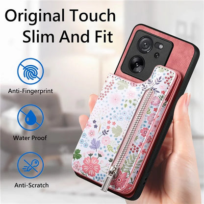 D10 For Xiaomi 13T / 13T Pro / Redmi K60 Ultra Case Kickstand PU+PC+TPU Phone Cover with Zipper Wallet