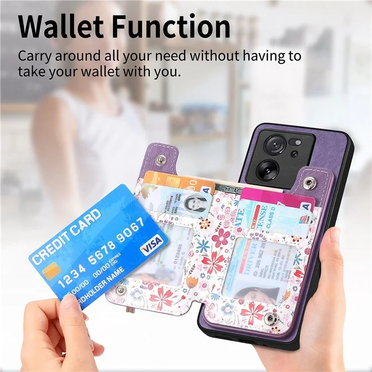 D10 For Xiaomi 13T / 13T Pro / Redmi K60 Ultra Case Kickstand PU+PC+TPU Phone Cover with Zipper Wallet