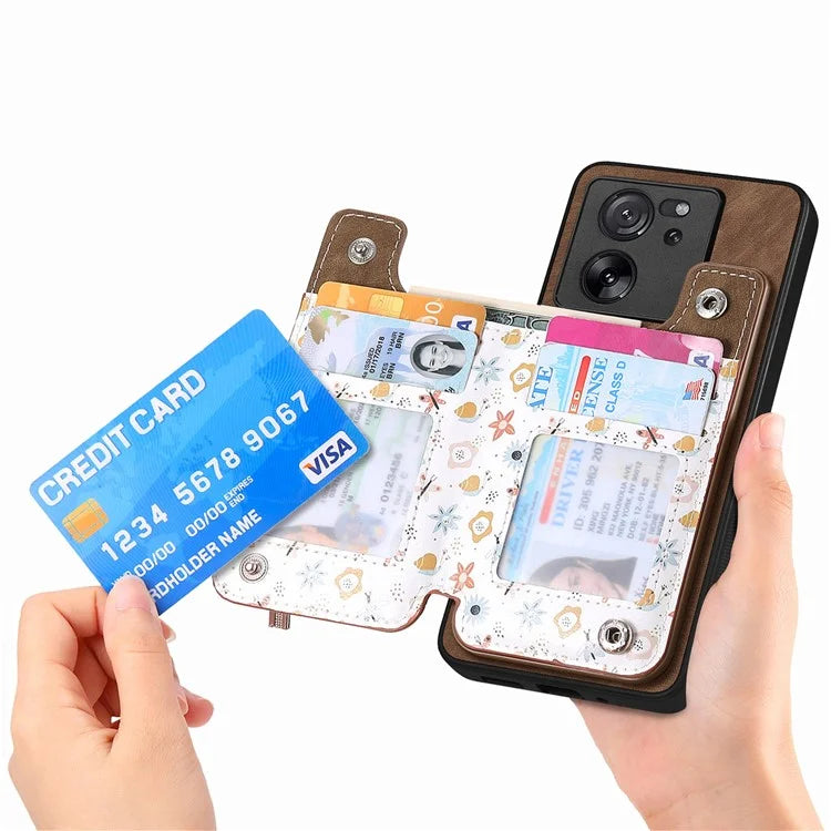 D10 For Xiaomi 13T / 13T Pro / Redmi K60 Ultra Case Kickstand PU+PC+TPU Phone Cover with Zipper Wallet