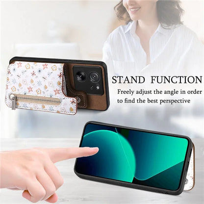 D10 For Xiaomi 13T / 13T Pro / Redmi K60 Ultra Case Kickstand PU+PC+TPU Phone Cover with Zipper Wallet