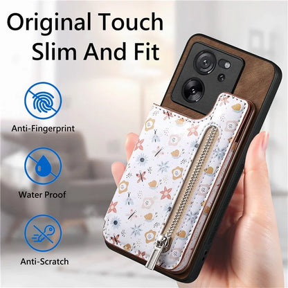 D10 For Xiaomi 13T / 13T Pro / Redmi K60 Ultra Case Kickstand PU+PC+TPU Phone Cover with Zipper Wallet