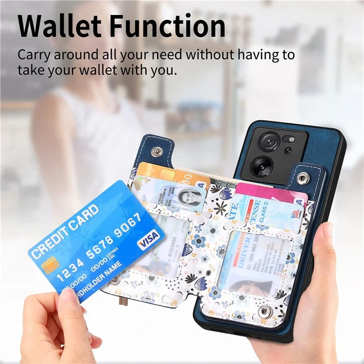 D10 For Xiaomi 13T / 13T Pro / Redmi K60 Ultra Case Kickstand PU+PC+TPU Phone Cover with Zipper Wallet