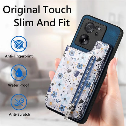 D10 For Xiaomi 13T / 13T Pro / Redmi K60 Ultra Case Kickstand PU+PC+TPU Phone Cover with Zipper Wallet