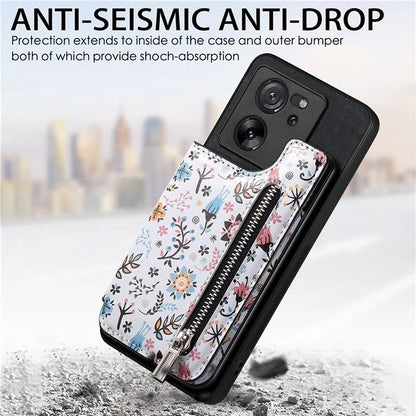 D10 For Xiaomi 13T / 13T Pro / Redmi K60 Ultra Case Kickstand PU+PC+TPU Phone Cover with Zipper Wallet