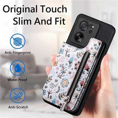 D10 For Xiaomi 13T / 13T Pro / Redmi K60 Ultra Case Kickstand PU+PC+TPU Phone Cover with Zipper Wallet