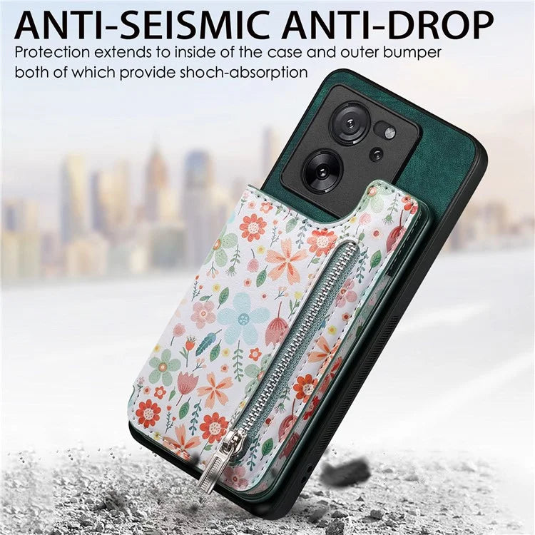 D10 For Xiaomi 13T / 13T Pro / Redmi K60 Ultra Case Kickstand PU+PC+TPU Phone Cover with Zipper Wallet