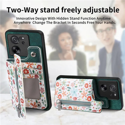 D10 For Xiaomi 13T / 13T Pro / Redmi K60 Ultra Case Kickstand PU+PC+TPU Phone Cover with Zipper Wallet