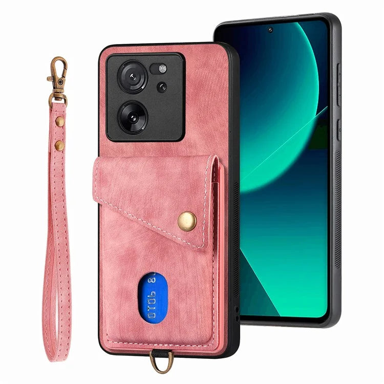 D1 For Xiaomi 13T / 13T Pro / Redmi K60 Ultra Case Card Holder Kickstand PU+PC+TPU Phone Cover