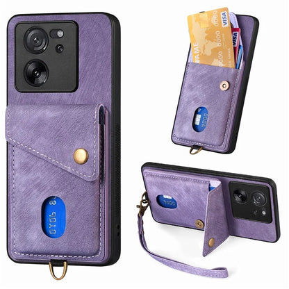 D1 For Xiaomi 13T / 13T Pro / Redmi K60 Ultra Case Card Holder Kickstand PU+PC+TPU Phone Cover