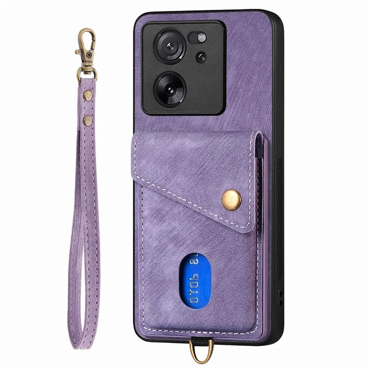D1 For Xiaomi 13T / 13T Pro / Redmi K60 Ultra Case Card Holder Kickstand PU+PC+TPU Phone Cover