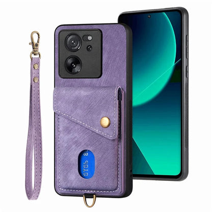 D1 For Xiaomi 13T / 13T Pro / Redmi K60 Ultra Case Card Holder Kickstand PU+PC+TPU Phone Cover